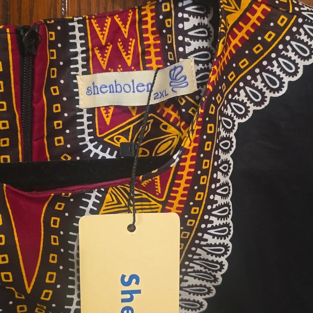 NWOT Colorful Sleeveless Dashiki Top - Picture 2 of 3